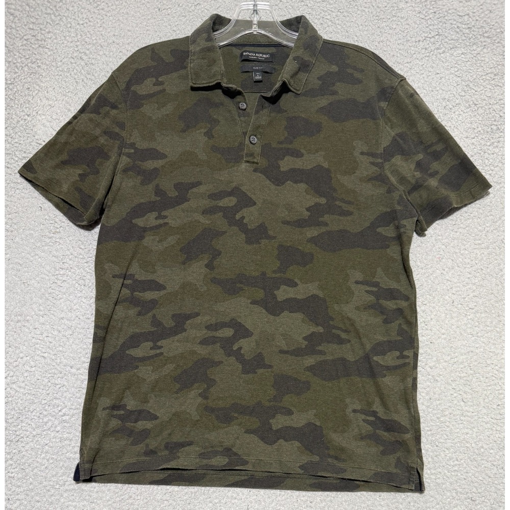 Banana Republic Luxury Touch Slim Fit Camo polo shirt mens size Large